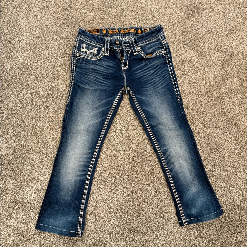 Rock Revival Women's Dark Blue capris Jeans